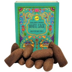 Incense Cones Reflux White Sage - Golden India - Packet of 12 cones