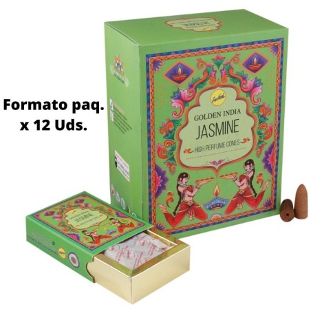 Conos Incienso Reflujo Jazmín - Golden India - Paquetito de 12 conos
