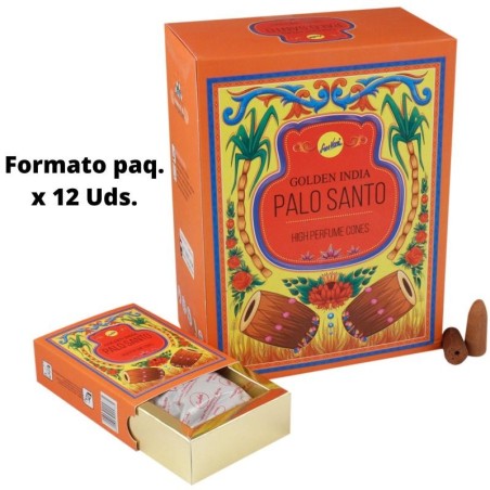 Conos Incienso Reflujo Palo Santo - Golden India - Paquetito de 12 conos