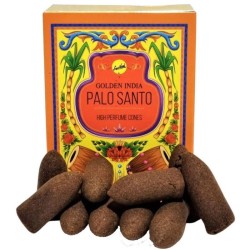 Cones de Incenso Backflow Palo Santo - Golden India - Pacote de 12 cones