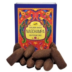 Cones de Incenso Backflow Nag Champa - Golden India - Pacote de 12 cones