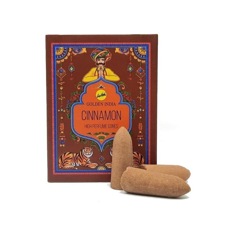 Cinnamon Backflow Wierookkegels - Golden India - Pakket van 12 kegels-GOUDEN INDIA SREE VANI WIEROOK-HOSTENATURA