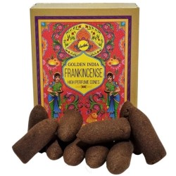 Cones de Incenso Backflow de Frankincense - Golden India - Pacote de 12 cones