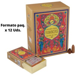 Cones de Incenso Backflow de Frankincense - Golden India - Pacote de 12 cones