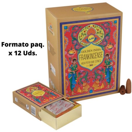 Conos Incienso Reflujo Frankincense - Golden India Sree Vani - Paquetito de 12 conos