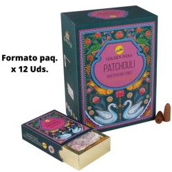 Cones de Incenso Backflow de Patchouli - Patchouli - Golden India - Pacote de 12 cones