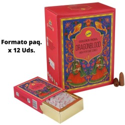 Cones de incenso Dragon Blood Backflow - Dragonblood - Golden India - Pacote de 12 cones