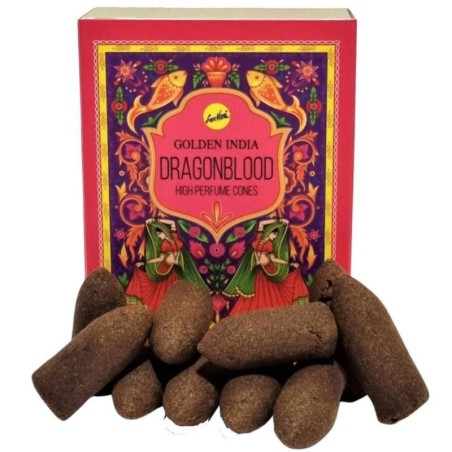 Conos Incienso Reflujo Sangre de Dragón - Dragonblood - Golden India - Paquetito de 12 conos