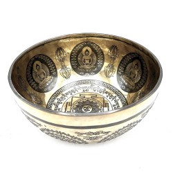 Bol tibetan de vindecare gravat - 21 cm - Om & Buddha