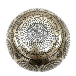 Bol tibétain de guérison gravé - 21cm - Om & Bouddha