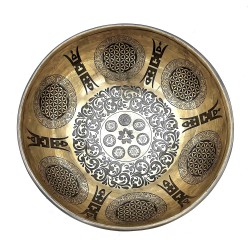 Engraved Tibetan Healing Bowl - 21cm - 5 Buddhas