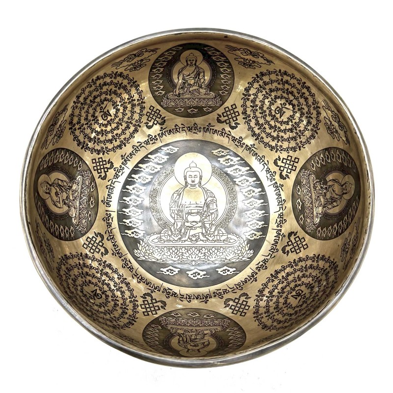 Bol tibetan de vindecare gravat - 21 cm - 5 Buddha-BOLNE TIBETANE-HOSTENATURA