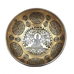 Bol de Guérison Tibétain Gravé - 16cm - Arbre Bouddha Bodhi