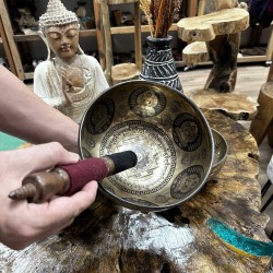 Engraved Tibetan Healing Bowl - 16cm - Buddha Bodhi Tree