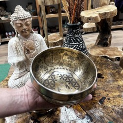 Engraved Tibetan Healing Bowl - 16cm - 7 Chakra