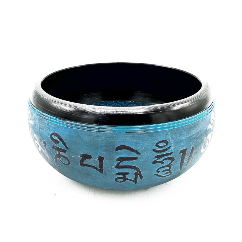 Bol de Pols de Terra - Mantra Blau Cinc Budes - 16cm-CONCS TIBETANS-HOSTENATURA