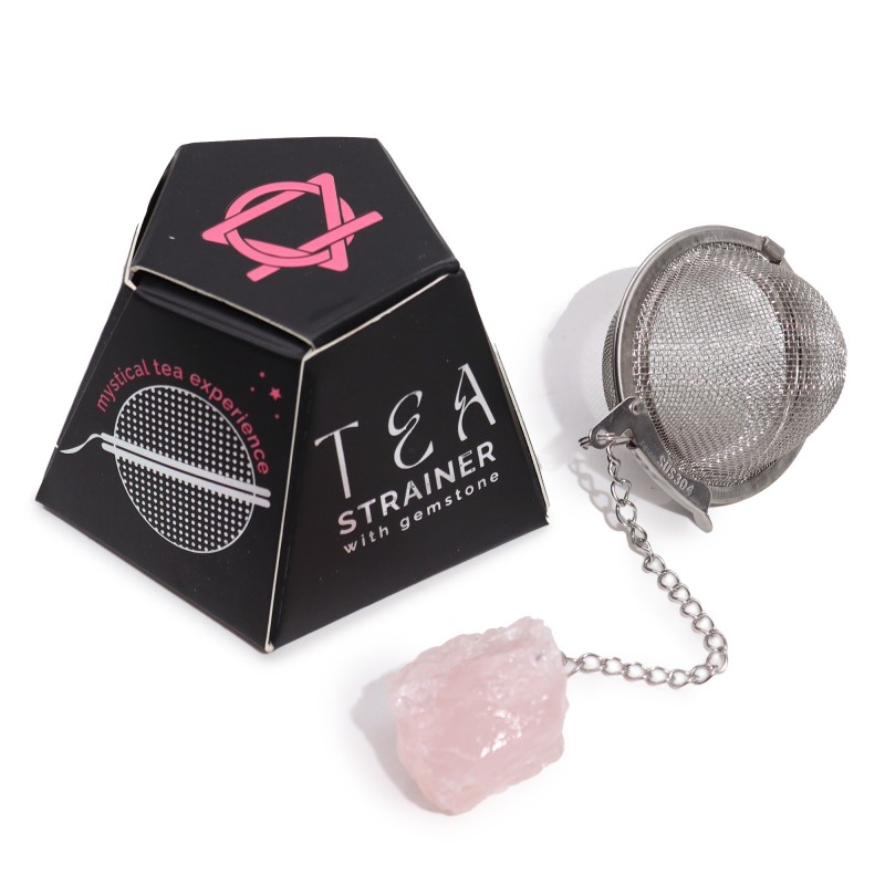 Gemstone Tea Strainer - Rose Quartz - Love-TEA STRAINER WITH GEMS-HOSTENATURA