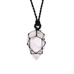 Interlocking Gemstone Teardrop Pendant - Rock Quartz