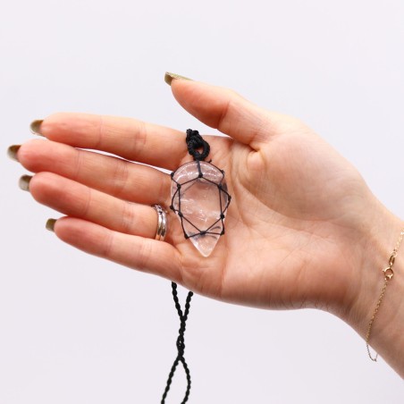 Colgante de lágrima de piedras preciosas entrelazada - Cuarzo de roca
