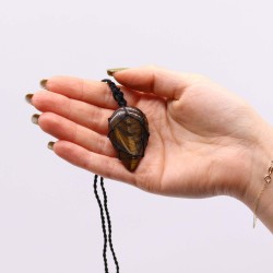 Interlocking Gemstone Teardrop Pendant - Tiger's Eye