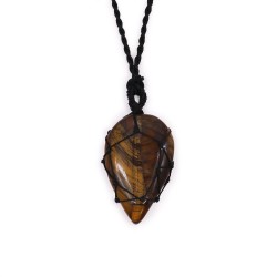 Interlocking Gemstone Teardrop Pendant - Tiger's Eye