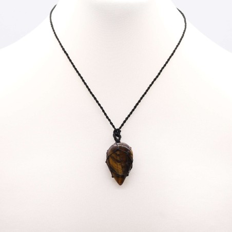 Colgante de lágrima de piedras preciosas entrelazada - Ojo de tigre