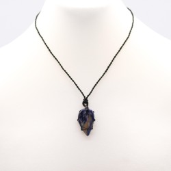 Pendentif en forme de larme de pierre précieuse imbriquée - Sodalite