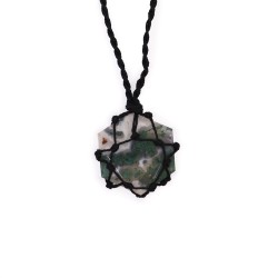 Interlocking Gemstone Hexagonal Pendant - Moss Agate