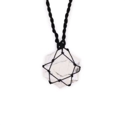 Colgante hexagonal de pedra preciosa entrelazada - Howlite branco