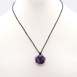 Interlocking gemstone hexagonal pendant - Lepidolite