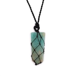 Flat tip pendant with interlocking gemstones - Amazonite