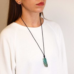 Flat tip pendant with interlocking gemstones - Amazonite