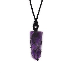 Flat Point Pendant with Gemstones - Amethyst