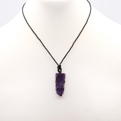 Flat Point Pendant with Gemstones - Amethyst