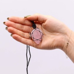 Interlocking Gemstone Teardrop Pendant - Rose Quartz