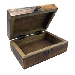 Middelgrote geglazuurde keramische houten kist - 15x10x6cm - Traditioneel patroon