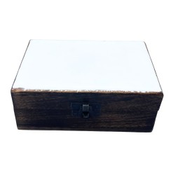 Caja de Madera de Cerámica Esmaltada Mediana - 15x10x6cm - Blanca