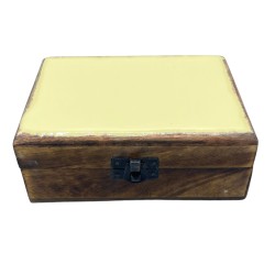 Medium Glazed Ceramic Wooden Box - 15x10x6cm - Concrete