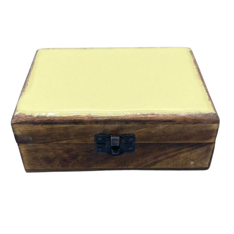 Medium Glazed Ceramic Wooden Box - 15x10x6cm - Concrete-CERAMIC GLAZED WOODEN BOXES-HOSTENATURA