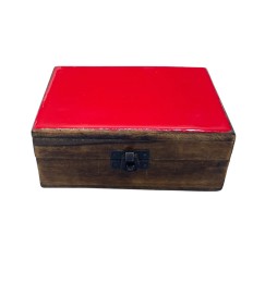 Caja de Madera de Cerámica Esmaltada Mediana - 15x10x6cm - Roja