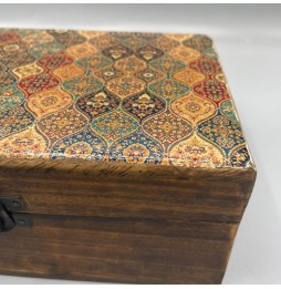 Caja de Madera Grande de Cerámica Esmaltada - 20x15x7.5cm - Patrón Tradicional
