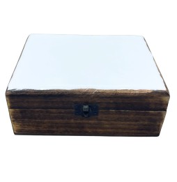 Caja de Madera Grande de Cerámica Esmaltada - 20x15x7.5cm - Blanco
