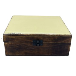 Large Glazed Ceramic Wooden Box - 20x15x7.5cm - Concrete