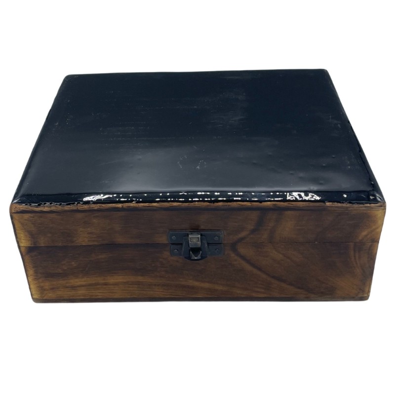 Large Glazed Ceramic Box - 20x15x7.5cm - Black-CERAMIC GLAZED WOODEN BOXES-HOSTENATURA