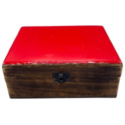 Large Glazed Ceramic Box - 20x15x7.5cm - Red