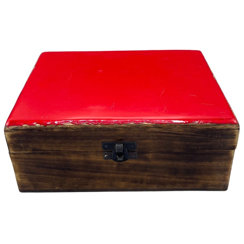 Grote doos van geglazuurde keramiek - 20x15x7.5cm - Rood-KERAMISCHE EMAILLE HOUTEN KISTERS-HOSTENATURA