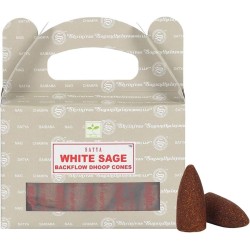 Cones de refluxo SATYA White Sage - White Sage - Blackflow Dhoop Cones - Caixa com 24 cones