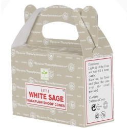 Cones de refluxo SATYA White Sage - White Sage - Blackflow Dhoop Cones - Caixa com 24 cones