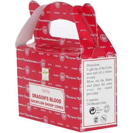 SATYA Cônes de Reflux Sanguin du Dragon - Blackflow Dhoop Cones - Boîte de 24 cônes