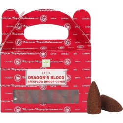 Cones de refluxo de sangue de dragão SATYA - Sangue de dragão - Cones Dhoop Blackflow - Caixa com 24 cones